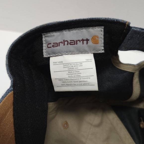 Carhartt Denim Adjustable Hat Cap Cotton Casual Workwear Baseball Men Women Blue - Picture 6 of 6